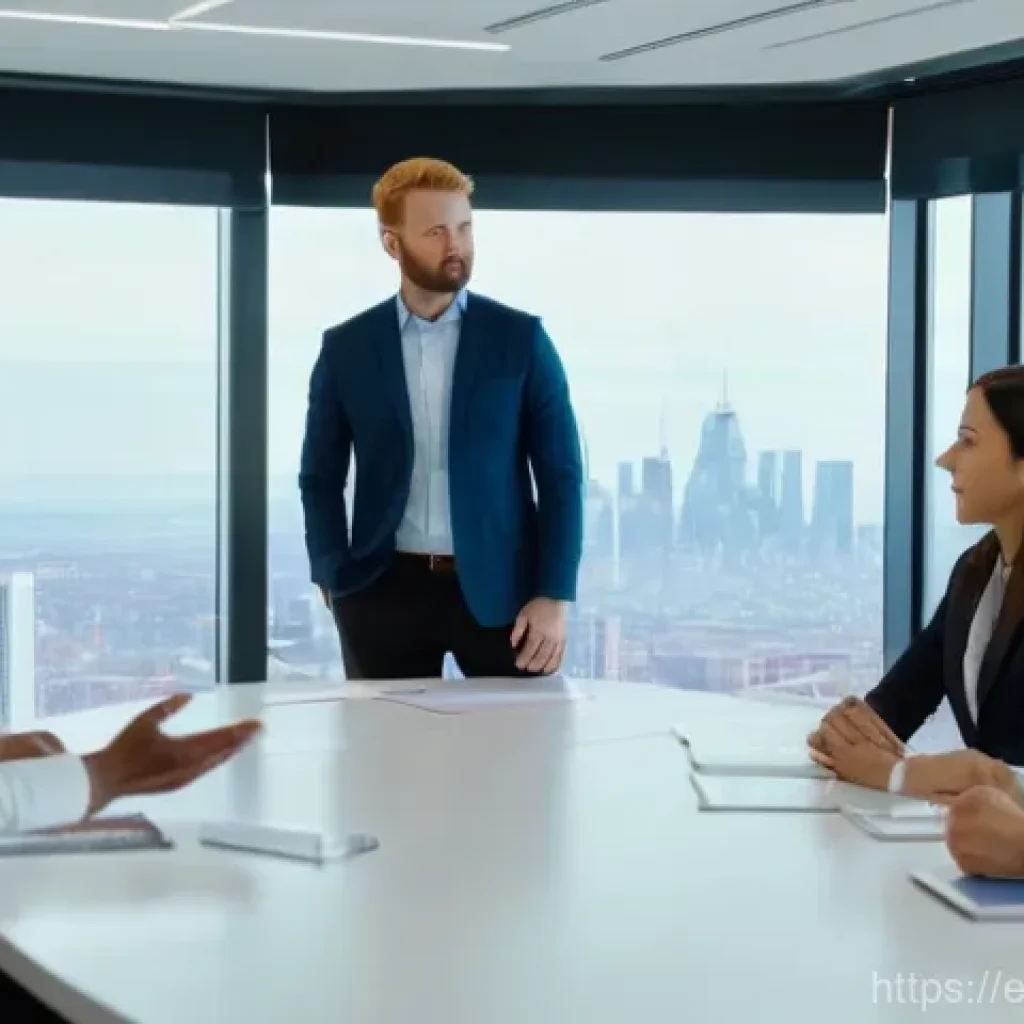 소방설비기사 이직 성공 사례 - "A diverse group of five professionals, including men and women of various ethnicities, engaged in a...