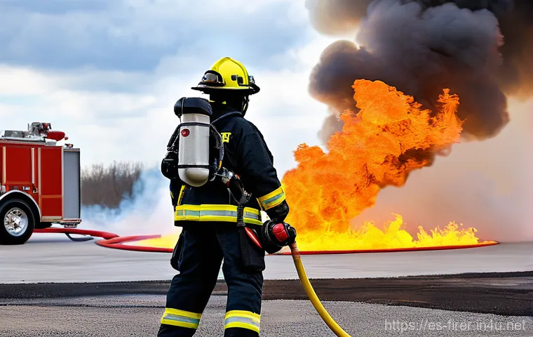 소방설비기사의 시험 난이도 트렌드 - **Prompt 1: Advanced Firefighting Training with Modern Tech**
A highly detailed, realistic photo...