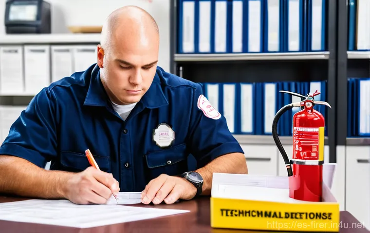 소방설비기사 실기시험에서 필요한 도구 - **Prompt: Dedicated Fire Safety Professional Studying Blueprints**
A focused, male or female fir...