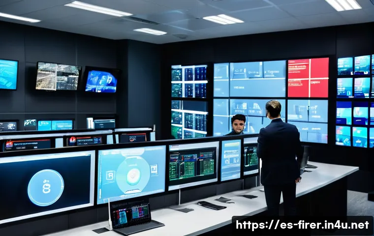 소방설비기사의 미래 전망 - A modern fire safety control room in a Latin American urban building, showcasing a diverse team of p...
