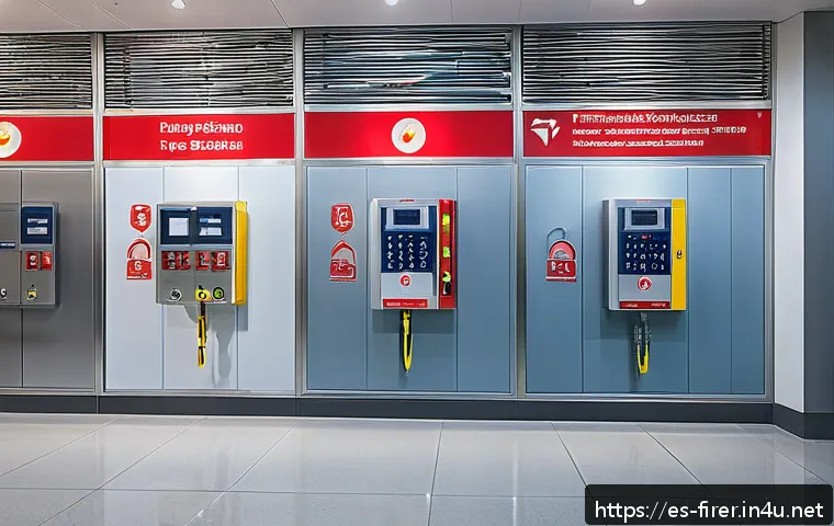 소방설비기사 실무 사례 공유 - A modern commercial building lobby showcasing an advanced automatic fire protection system installat...