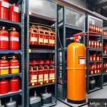 소방설비기사의 취업시장에서의 경쟁력 - A professional fire safety technician wearing protective workwear and safety gloves, carefully insta...