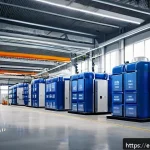 소방설비기사와 화재 감지 센서 활용 - A high-tech industrial factory interior equipped with advanced fire detection sensors mounted on wal...
