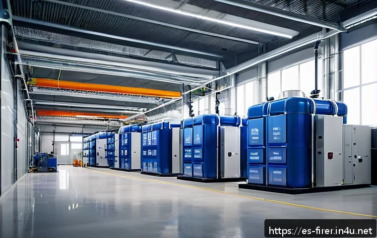 소방설비기사와 화재 감지 센서 활용 - A high-tech industrial factory interior equipped with advanced fire detection sensors mounted on wal...